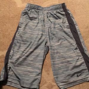 Nike basketball grey striped shorts